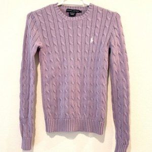Ralph Lauren Sweater XS Cable knit Ribbed Purple
